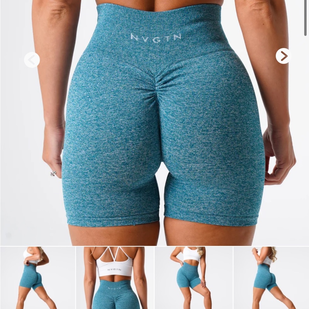 NVGTN Teal Scrunch Seamless Shorts
